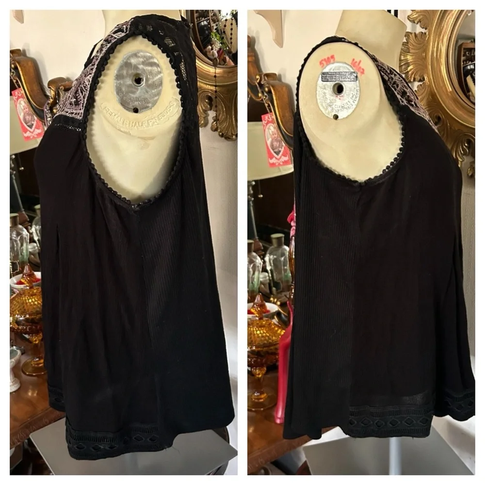 Black Embroidered & Lace Top